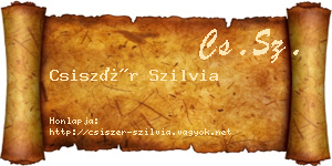 Csiszér Szilvia névjegykártya